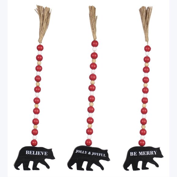 3-Piece Wood Wall Garland Set with Festive Tassel, Beads, and Bears! - Picture 1 of 5